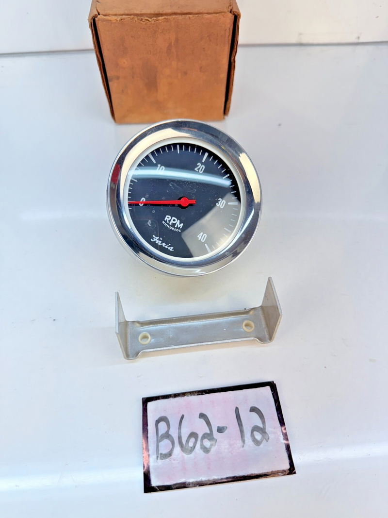 Vintage Original NOS 1960's Faria Tachometer 4,000 4K RPM B62-12