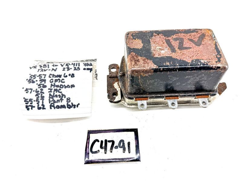 Vintage CHEVROLET GMC RAMBLER 12 VOLT VOLTAGE REGULATOR VR-381 VR-411 C47-91
