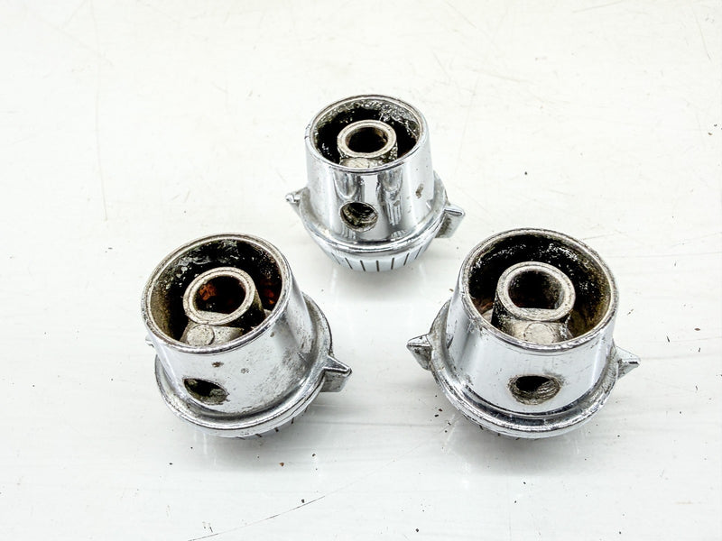 OEM 1961 1962 CHRYSLER CHROME DASH KNOBS SET OF 3 BLACK FACE C67-71