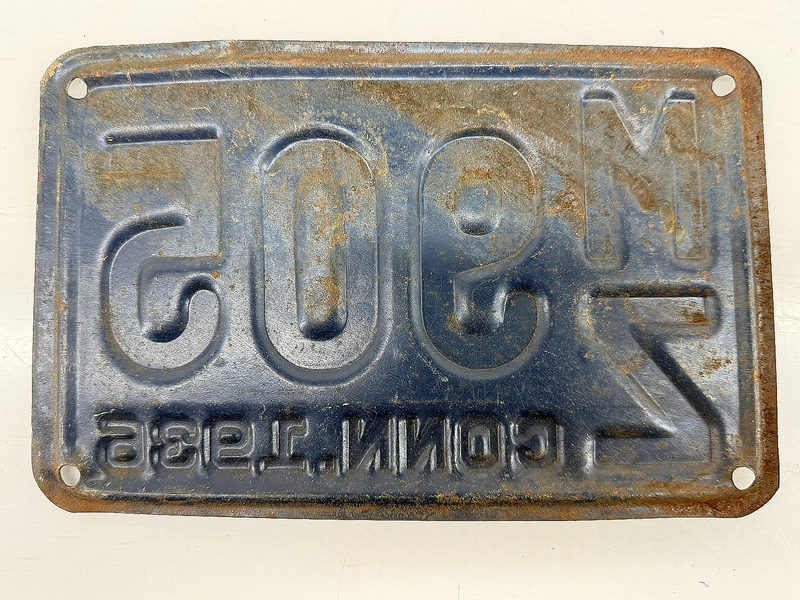 Original Paint 1936 MZ-905 Connecticut License Plate Sign C47-74