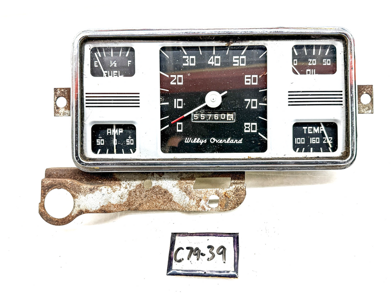 1948 1949 Willys Overland Jeepster Instrument Cluster Speedometer Gauges C79-39