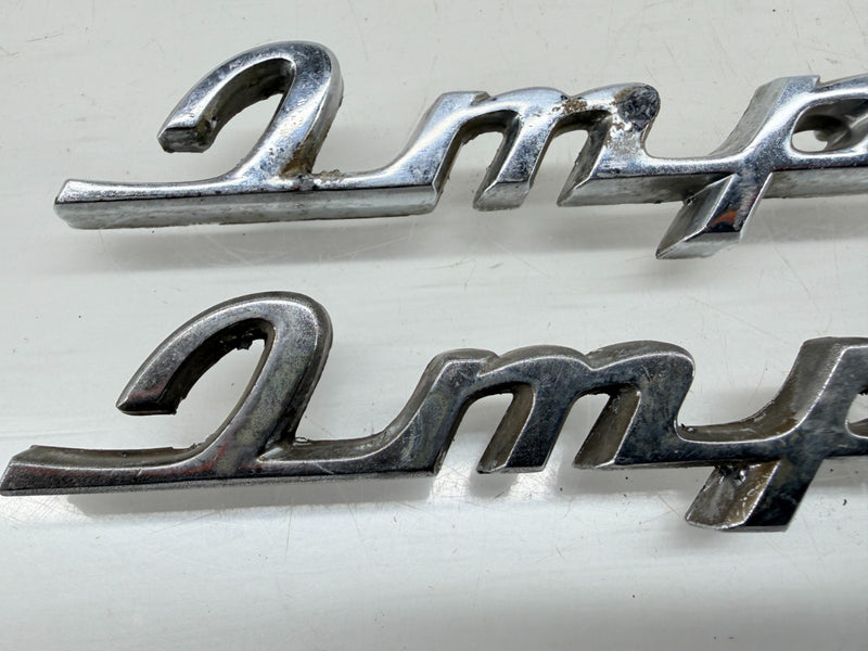 OEM 1960 Chevy Impala Pair Quarter Panel Script Name Plate Emblem E9-49