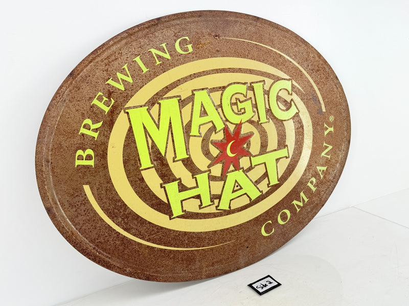 Rare Vintage 1990's Magic Hat Brewing Double Sided Oval Metal Sign Vermont Beer