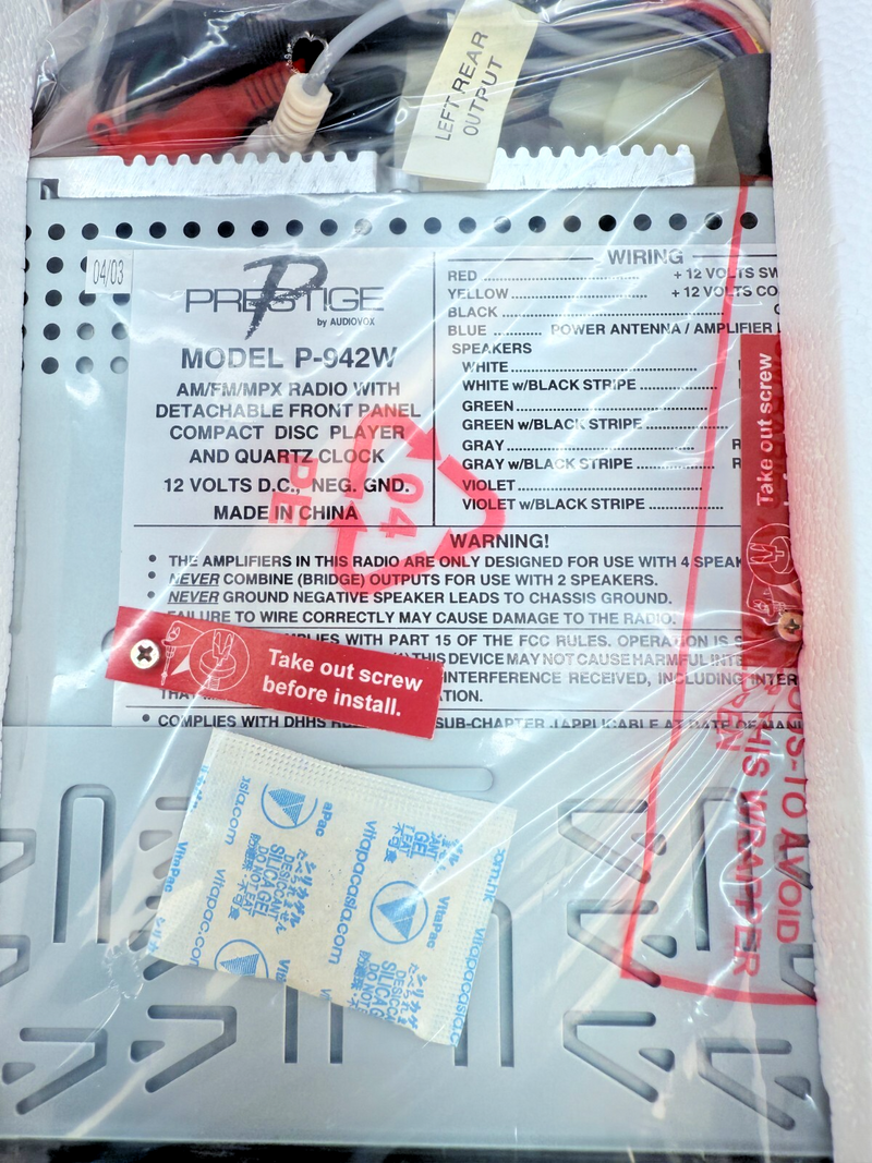 NOS VINTAGE Alpine P-942W REMOVEABLE FACEPLATE CD-R/RW PLAYBACK B27-29