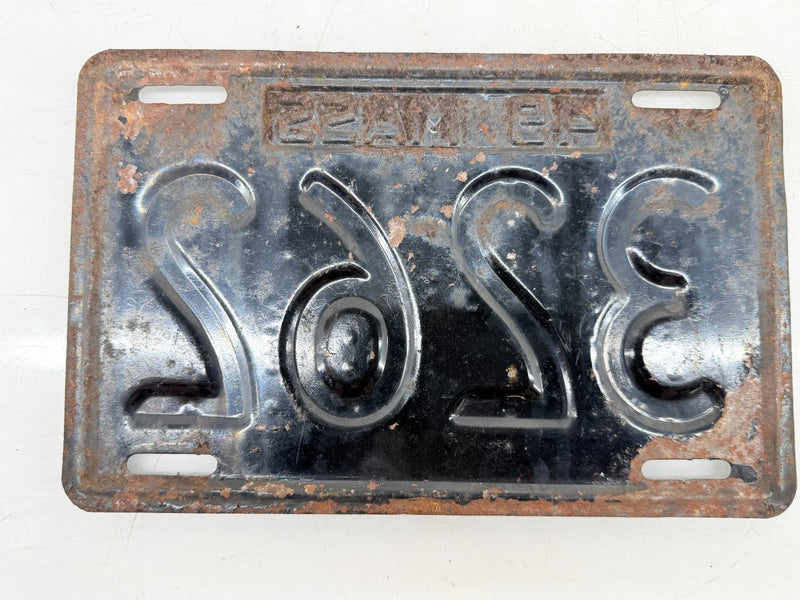 Orig. Paint 1949 3262 Massachusetts License Plate Sign MA 3262 C76-54