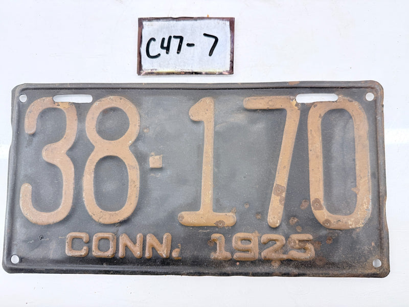 Original Paint 1925 CT 38-170 Connecticut License Plate Garage Metal Sign C47-7