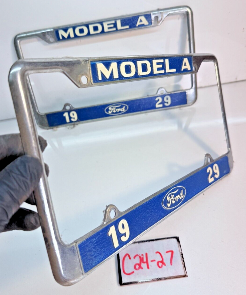 **Rare** Vintage 1929 FORD Model A Pair of License Plate Metal Frame C24-27