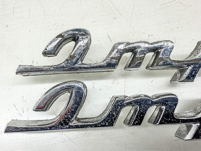 OEM 1960 Chevy Impala Pair Quarter Panel Script Name Plate Emblem 60 E10-28