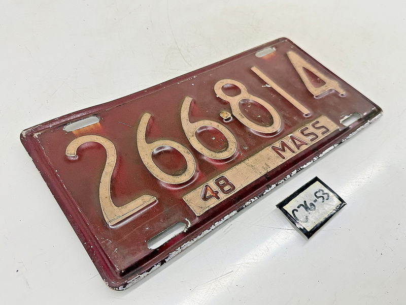 Orig. Paint 1948 266814 Massachusetts License Plate Sign MA 266-814 C76-53