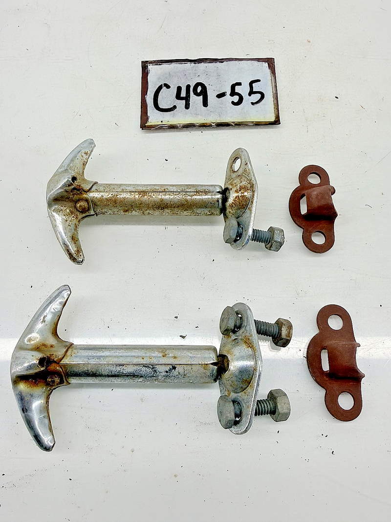 Original 1939 - 1945 Jeep Willys M38 SET Chrome Hood Latch Hooks GPW MB C49-55