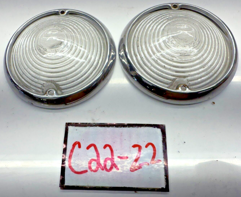 VINTAGE OEM 1953 CHEVY PAIR BACKUP LIGHT LENS BEZELS GUIDE F1-53 53 C22-22