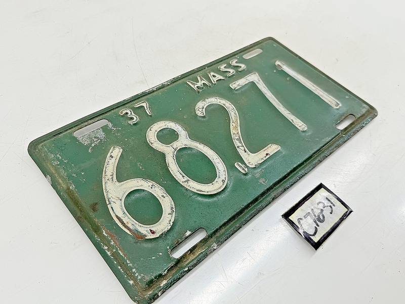 Orig. Paint 1937 68271 Massachusetts License Plate Sign MA 68.271 C76-31