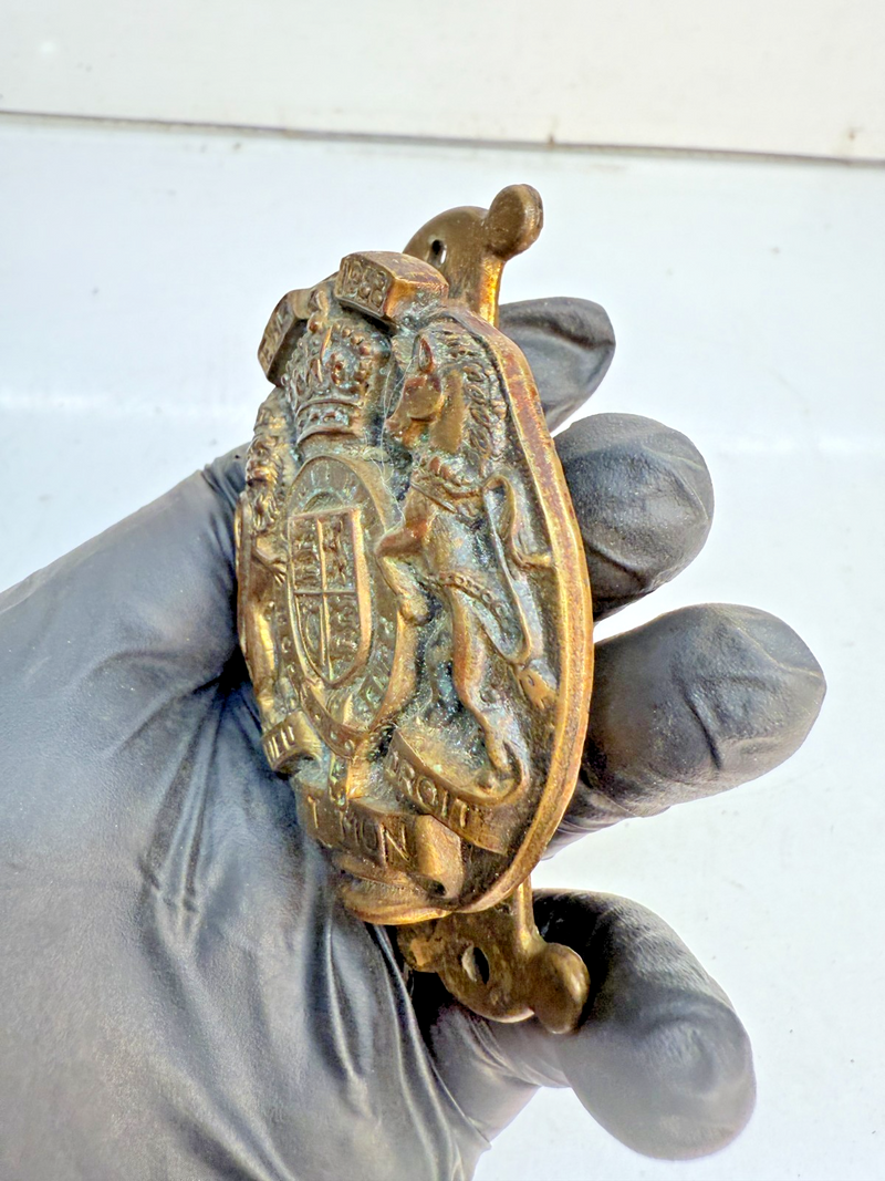 Rare Lion & Unicorn 1953 Dieu Et Mon Droit Brass Coronation Door Knocker B68-29