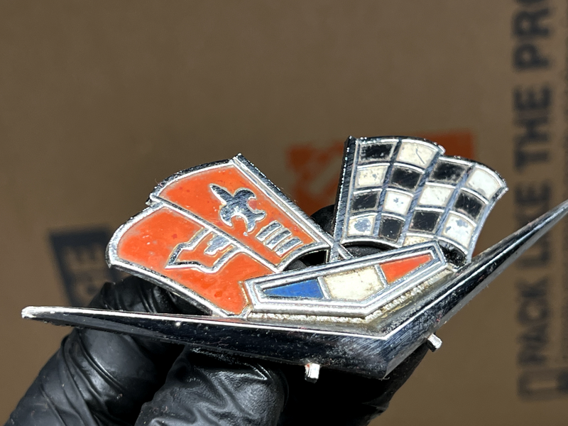 OEM 1962-1963 Chrome Front Fender Flag Emblem Impala Bel Air Corvette B24-15