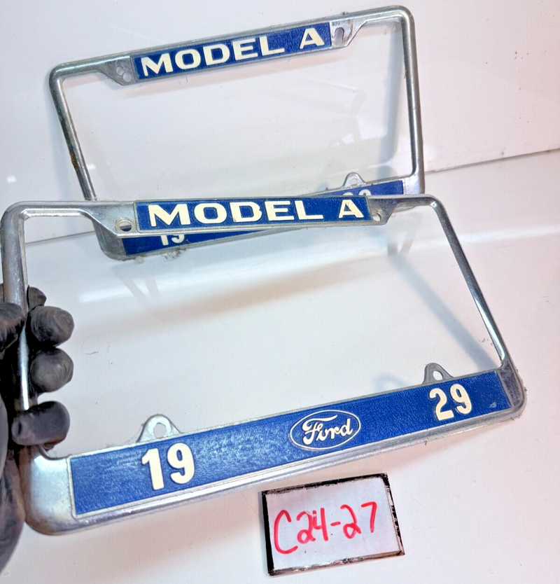 **Rare** Vintage 1929 FORD Model A Pair of License Plate Metal Frame C24-27
