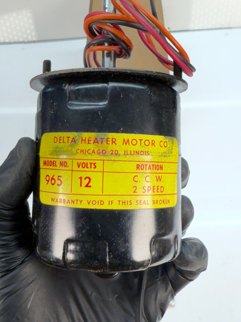 NOS DELTA HEATER MOTOR 965 - ROTATION C.C.W - 5/16" SHAFT DIAMETER 12V C19-17