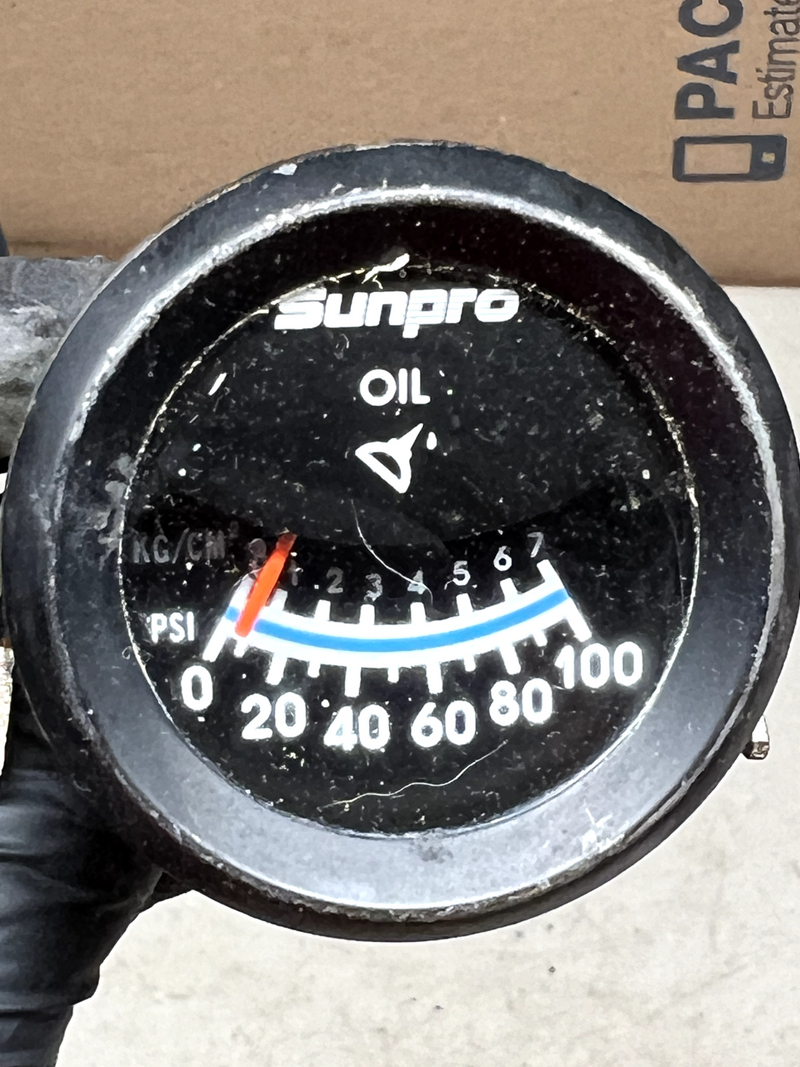 Vintage Sunpro Oil Pressure Gauge Black 100 PSI Black Hot Rat Rod B38-10
