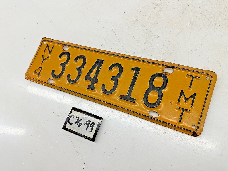 Orig. Paint New York TMT 334318 Ton Mile Tax License Plate NY 334.318 C76-99