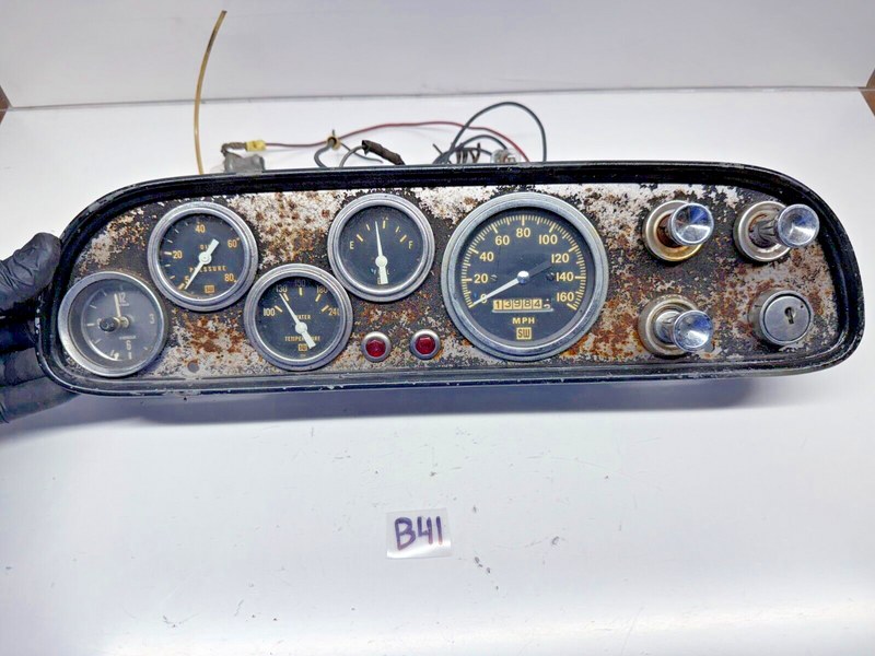 Vintage Stewart Warner Gauge Panel CLUSTER DASH SCTA Hot Rod Speedometer B41