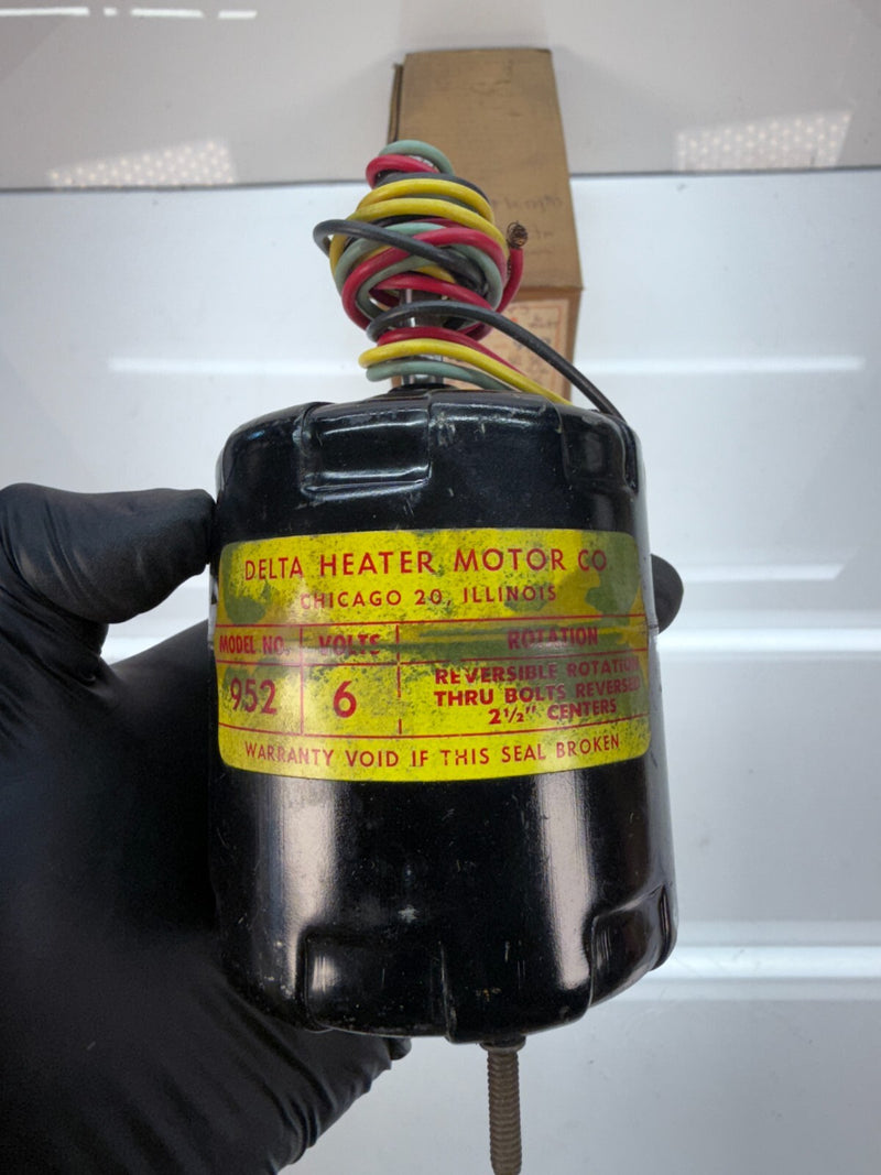 NOS DELTA HEATER MOTOR 952 ROTATION CCW OR CW - 5/16" SHAFT DIAMETER 6V C19-25