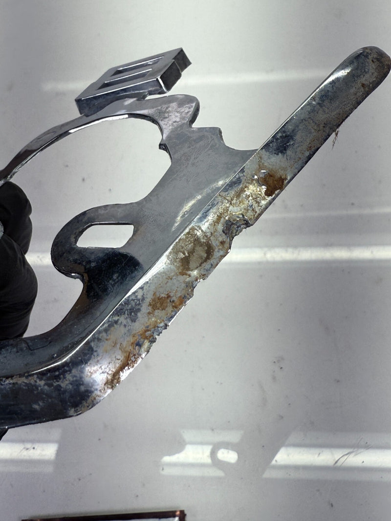 Vtg 1950s 1952 Ford Super V8 Rear Emblem Ornament Chromed Denton Hassell B51-12