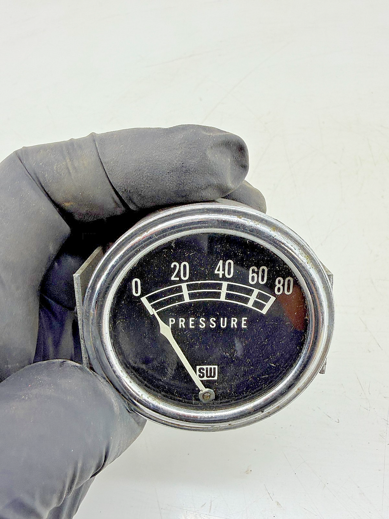 Vintage 1950s-60s Hot Rod Gasser Stewart Warner SW Pressure Gauge 80 PSI C39-44