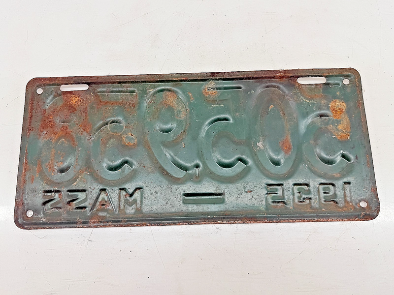 Orig. Paint 1935 505958 Massachusetts License Plate Sign MA 505.958 C76-25
