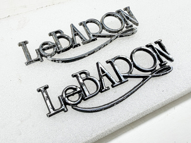 OEM 1977 - 1981 CHRYSLER LeBARON SCRIPT EMBLEM PAIR 4017343 E10-75