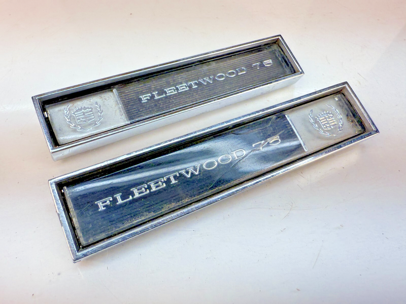 OEM 1968 Cadillac Fleetwood Limo Series 75 Pair of Rear Door Emblems 68 B32-231