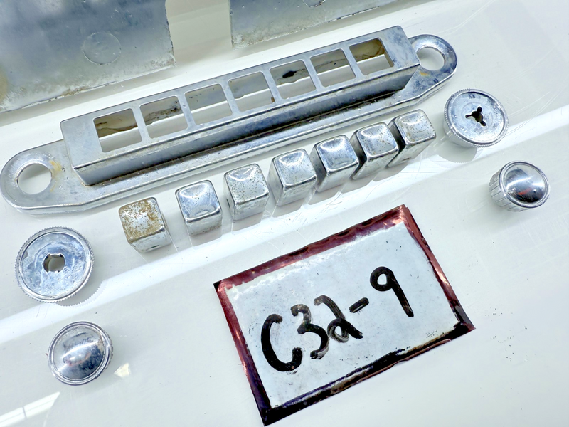 Vintage RARE OEM Mopar Plymouth CHROME RADIO BEZEL with BUTTONS & KNOBS C32-9