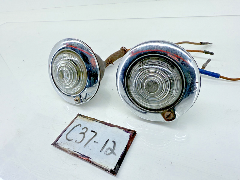 Original Jeep Willys DODAM PAIR Parking Turn Signal Lights Lens Bezels C37-12