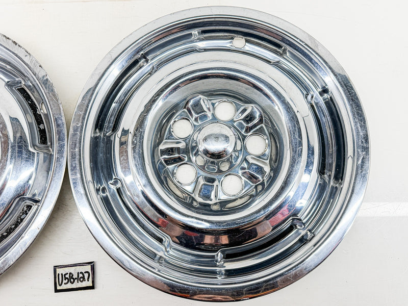 OEM 1964 1965 1966 Mercury Comet Cyclone PAIR Chrome Hubcaps Stainless U5B-127
