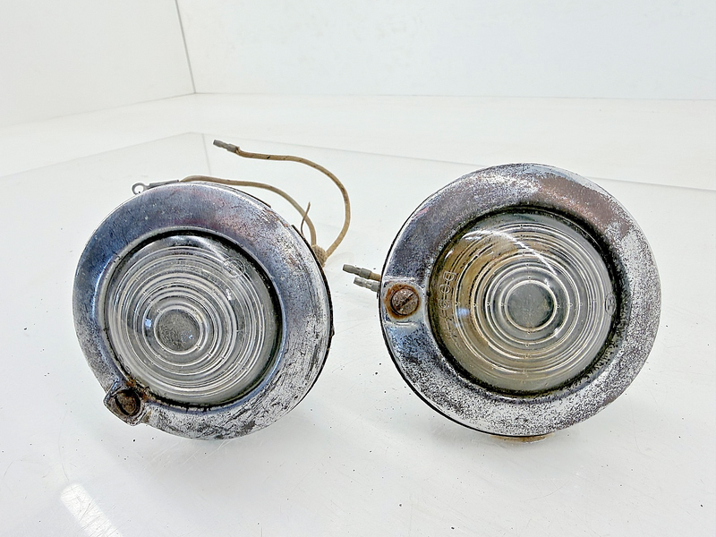 Original Jeep Willys DODAM PAIR Parking Turn Signal Lights Lens Bezels C46-47