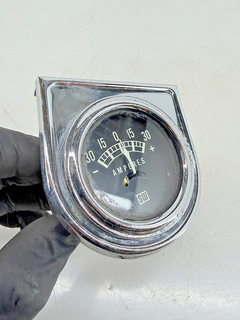 Vintage 1950s Hot Rod Stewart Warner Ammeter 30 Amp Teardrop Pod 411764 C39-52