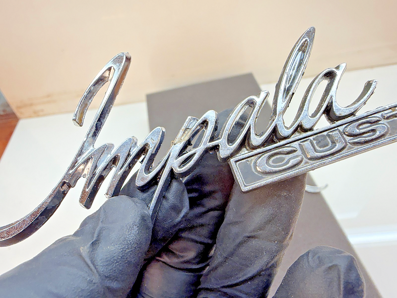 OEM 1969 - 1976 Chevy Impala PAIR Custom Sail Panel Emblem GM 9840507 E8-45