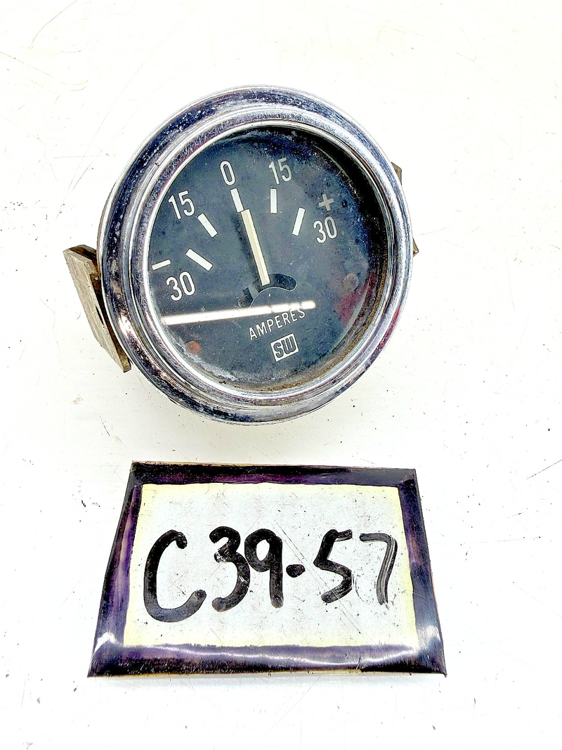 Vintage 1950s - 1960s Hot Rod Stewart Warner Ammeter 30 Amp Gauge 424784 C39-57