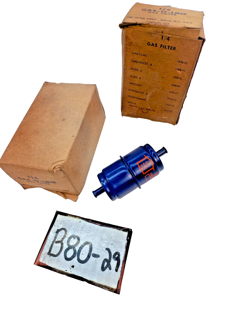 (1) NOS Lee LG-1/4 LG1/4 In-Line Fuel Filter Kit 1956 CHEVROLET B80-29