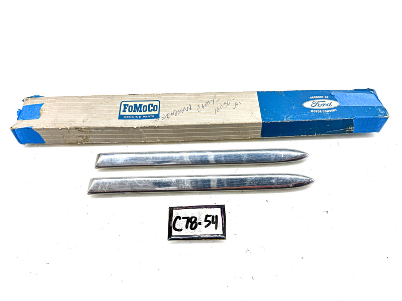 NOS 1964 MERCURY CHROME FENDER SPEAR MOLDING PAIR C4MY16036A C78-54