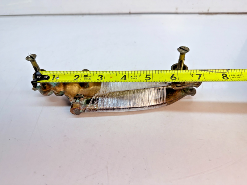 VINTAGE ANTIQUE 1920'S - 1940's BRASS TALL FEDERAL STYLE DOOR KNOCKER 8" B68-12