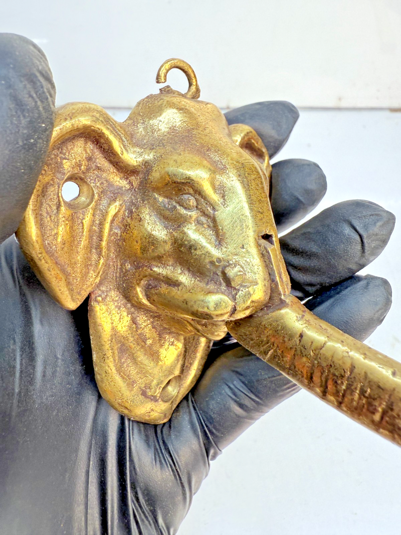 VINTAGE ANTIQUE BRASS ELEPHANT LONG TRUNK DOOR KNOCKER 7" B68-13