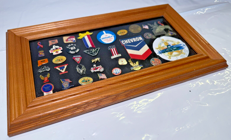 Vintage Framed Harley-Davidson Collector Dealer / Travel Pins Lot 80s 90s 2000s