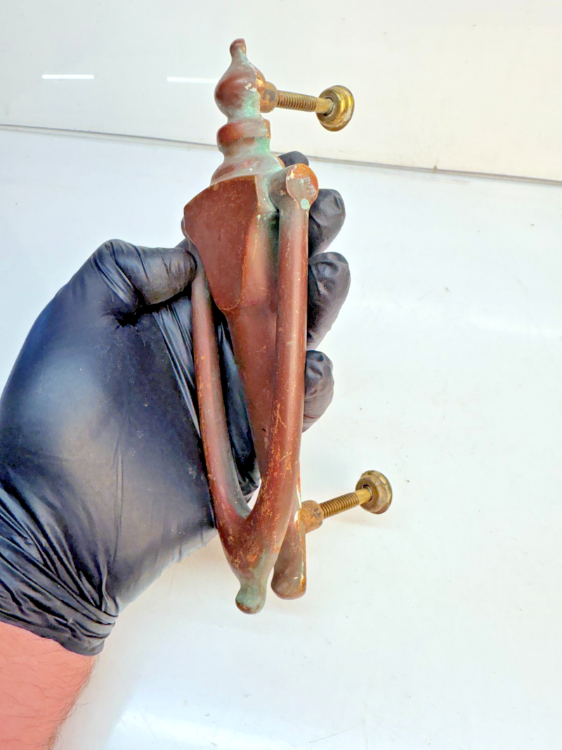 VINTAGE ANTIQUE 1920'S - 1940's BRASS TALL FEDERAL STYLE DOOR KNOCKER 8" B68-12