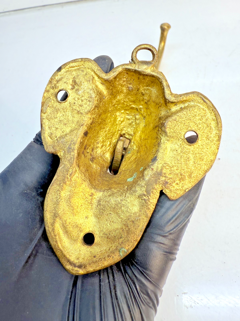 VINTAGE ANTIQUE BRASS ELEPHANT LONG TRUNK DOOR KNOCKER 7" B68-17