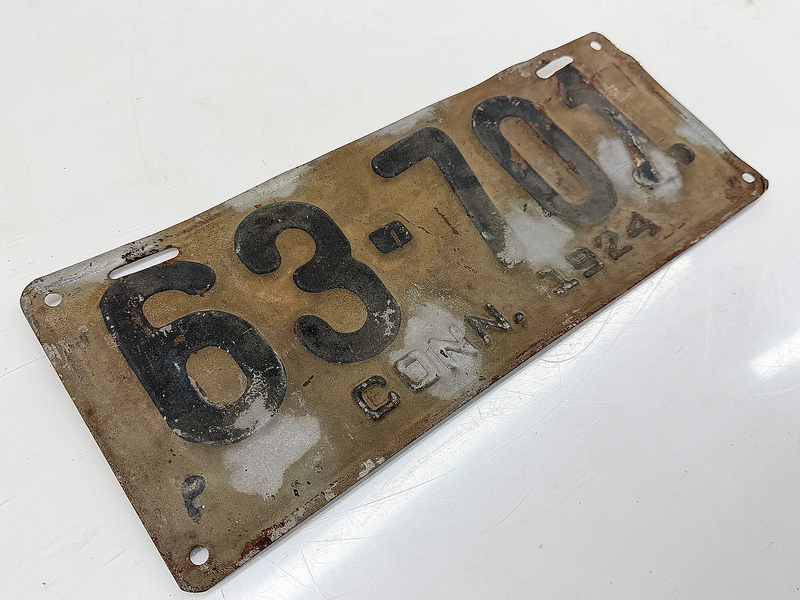 Original Paint 1924 63-701 Connecticut License Plate Sign C47-72