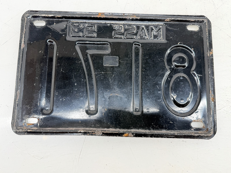 Orig. Paint 1953 8171 Massachusetts License Plate Sign MA 8171 C76-61