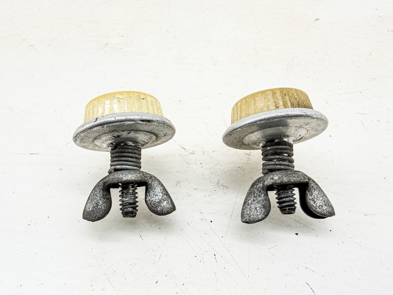 VINTAGE 1930S - 1950S CLEAR AMBER JEWEL LICENSE FASTENERS PAIR C79-18