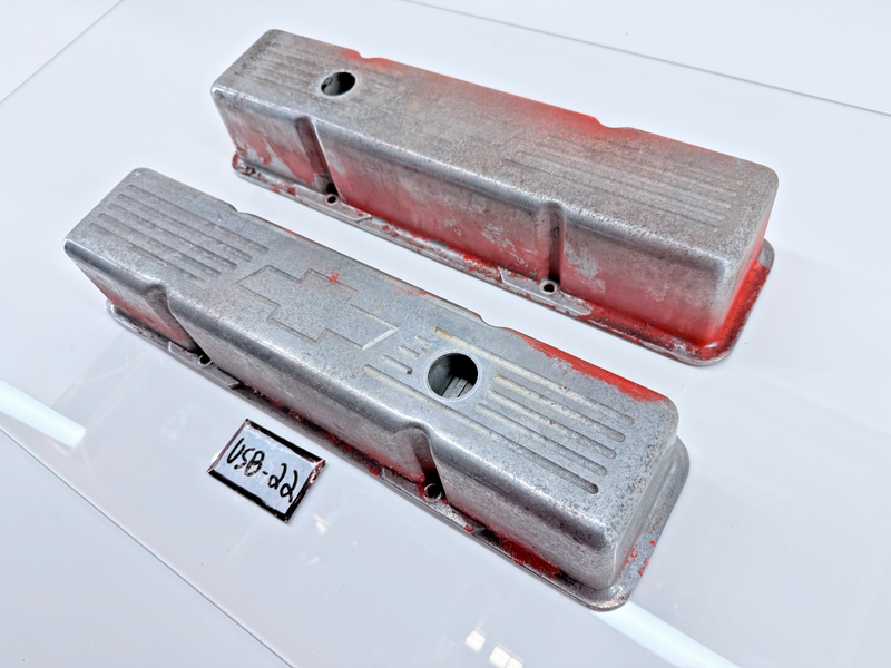 Billet Spec Valve Covers Tall Aluminum Polished Bowtie Chevy SB Pair U5B-22