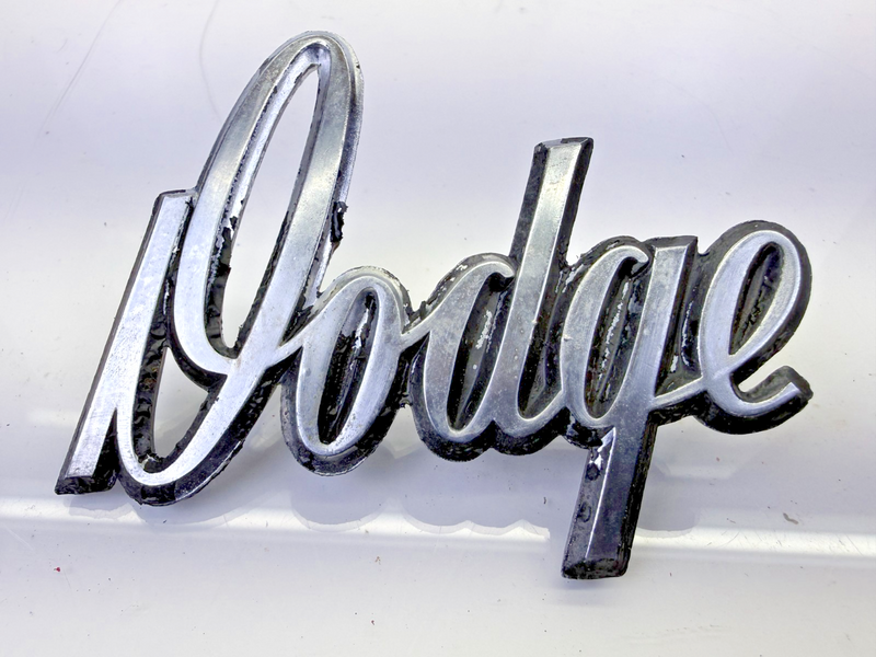Vintage OEM Dodge Script Emblem Badge Metal 1950s 1960s Mopar 2956722 E8-98
