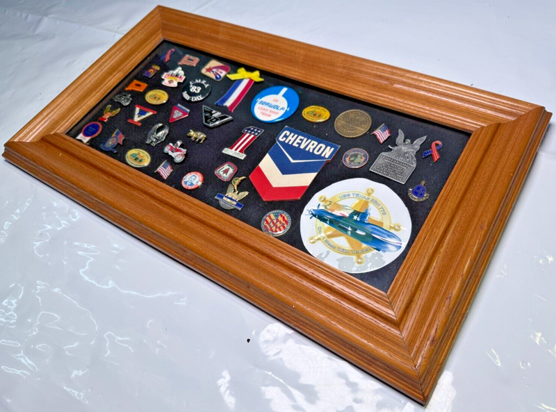 Vintage Framed Harley-Davidson Collector Dealer / Travel Pins Lot 80s 90s 2000s