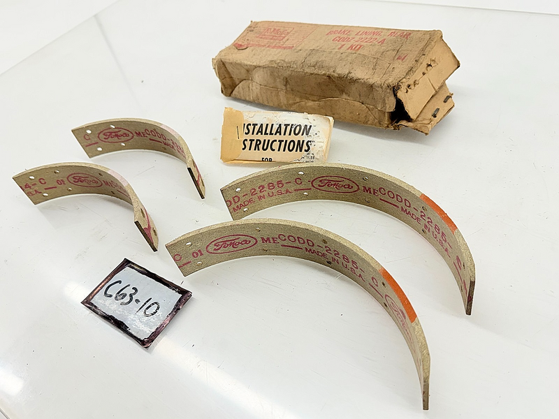 NOS 1960 - 1964 Ford Falcon Comet 6cyl REAR DRUM BRAKE SHOE LININGS 1962 C63-10